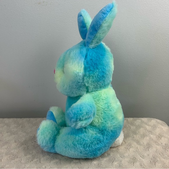 Animal Adventure Bunny Rabbit Plush Stuffed Animal Toy Blue Tie Dye Pink Nose - Picture 2 of 5